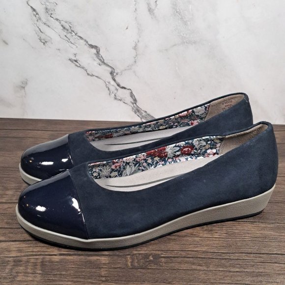 hotter Shoes Hotter Angel Navy Wedge Ballet Flat W Removable Layer